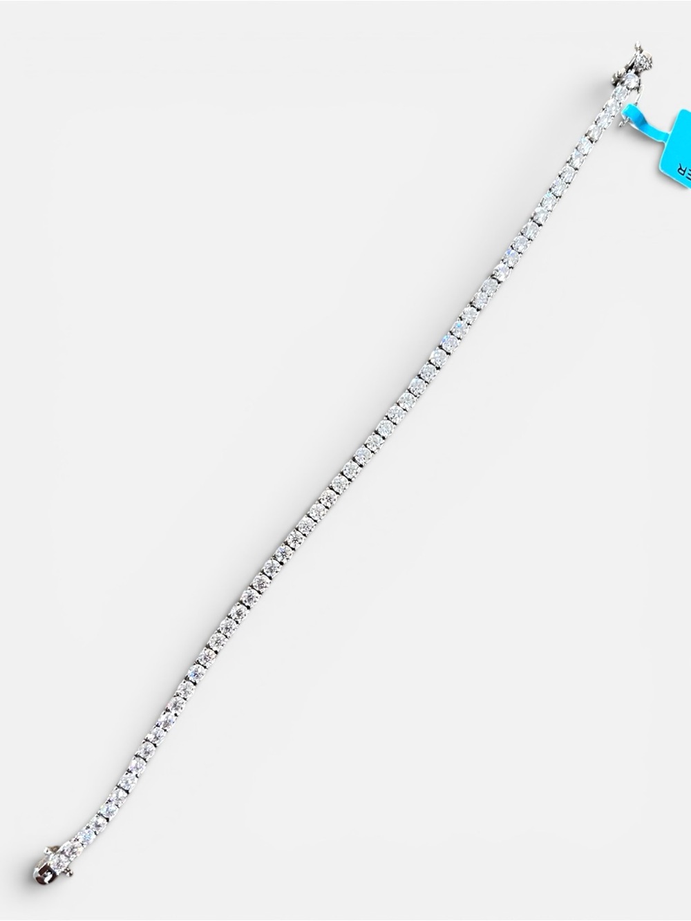 Rhodium Plated Sterling Silver Moissanite Tennis Bracelet 7.5”